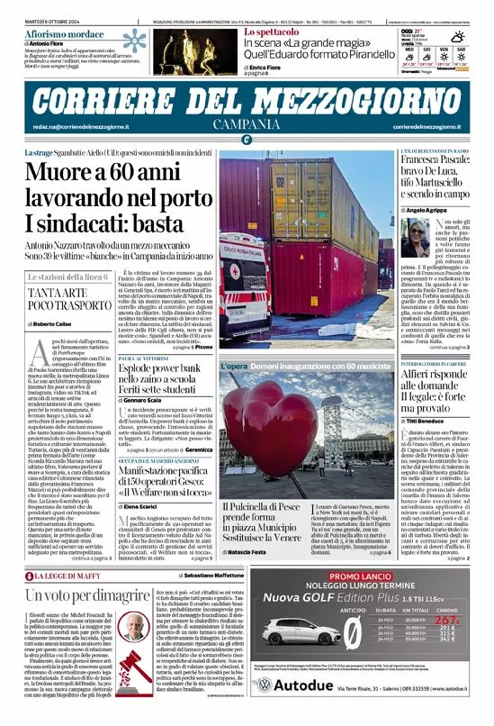 Prima-pagina-corriere del mezzogiorno-del-2024-10-08